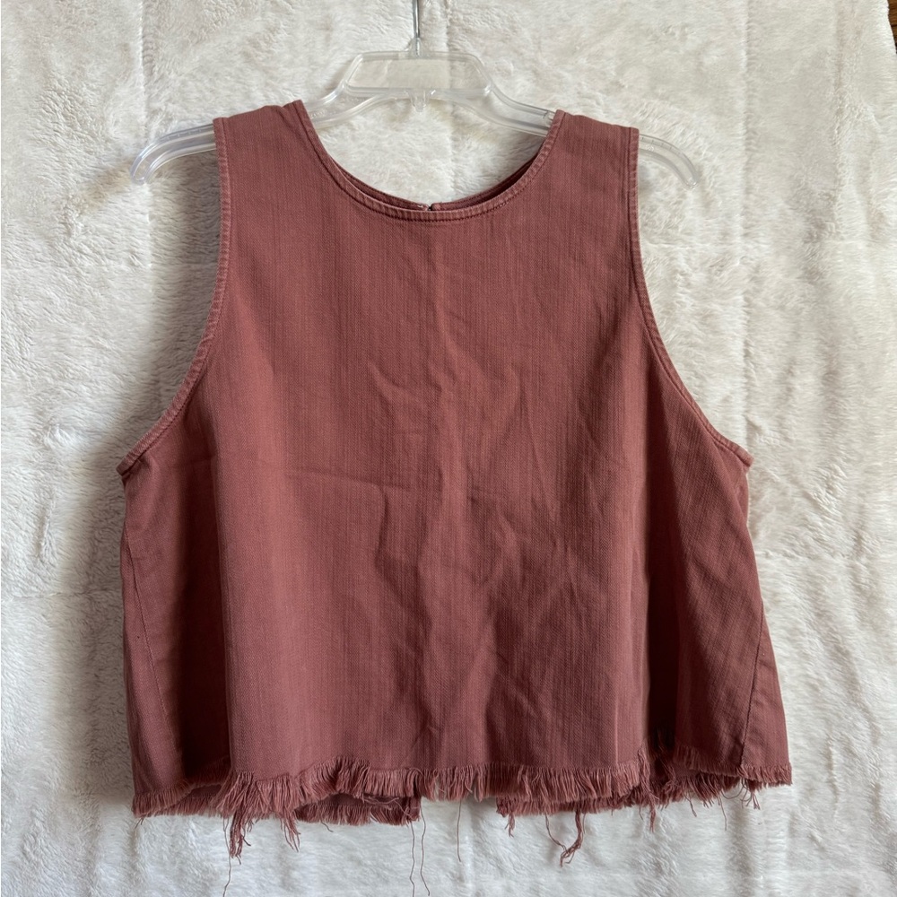 Aerie Mauve Frayed Hem Tank Top